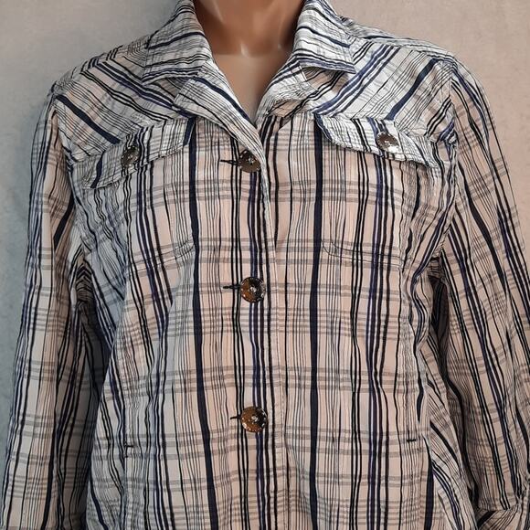 TanJay Jacket Top Shacket Womens 10 Metallic Buttons 3/4‎ Sleeve Casual - Picture 3 of 14